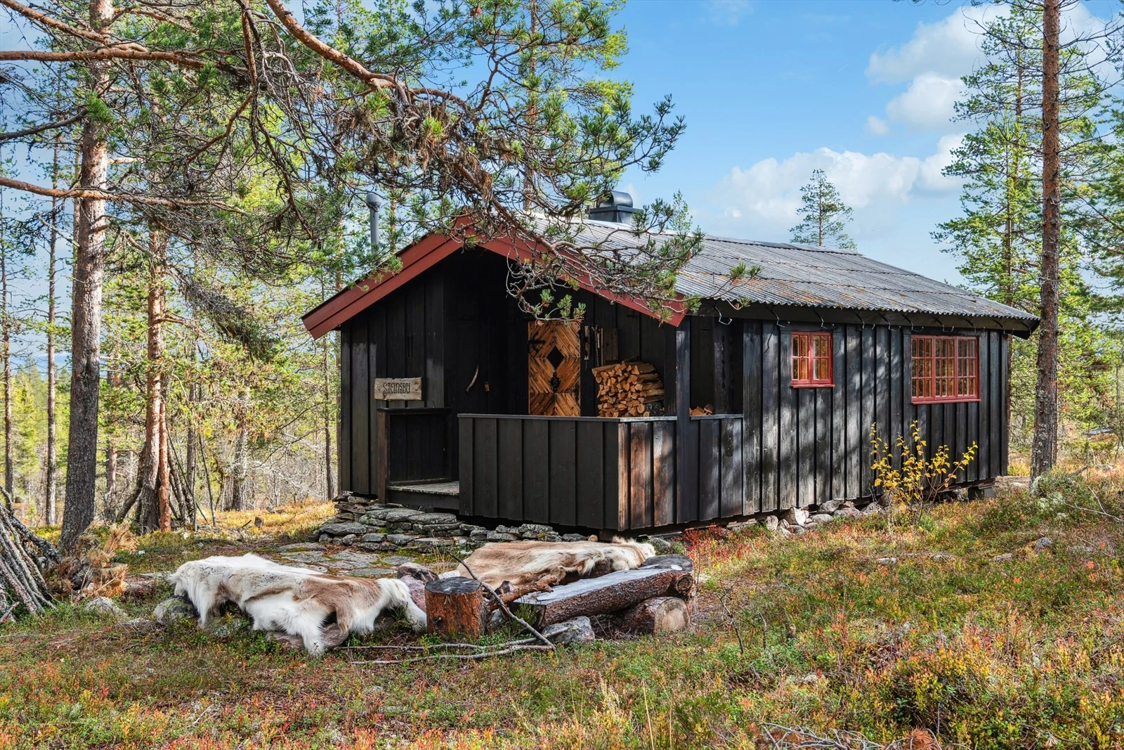 Dining table with leopard wall art